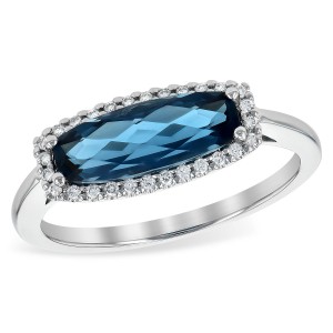 14kt white gold ring with london blue topaz