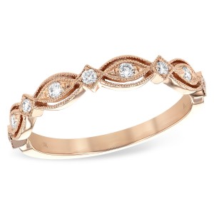 14kt rose gold band with diamond accents