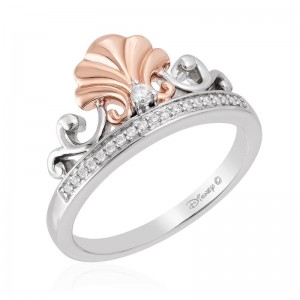 1/10cttw Ariel Silver/10Kt Rose Gold Shell Tiara Ring 