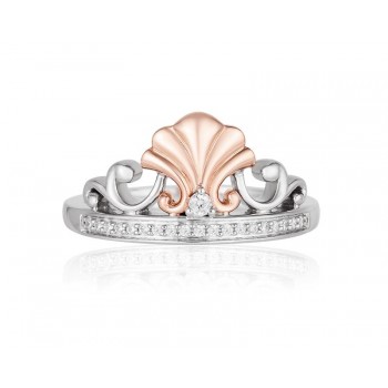 1/10cttw Ariel Silver/10Kt Rose Gold Shell Tiara Ring 