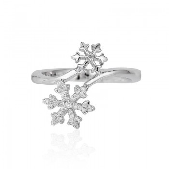 1/10cttw Elsa Silver Snowflake Fashion Ring 