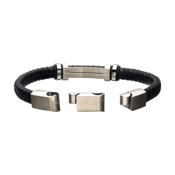  INOX - Bracelet en cuir avec plaque gravable