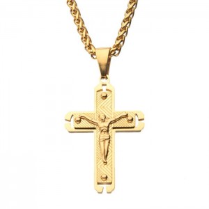  INOX - Croix Crucifix Plaqué Or