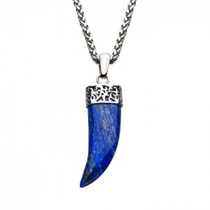 INOX - Lapis Lazuli Horn Pendant