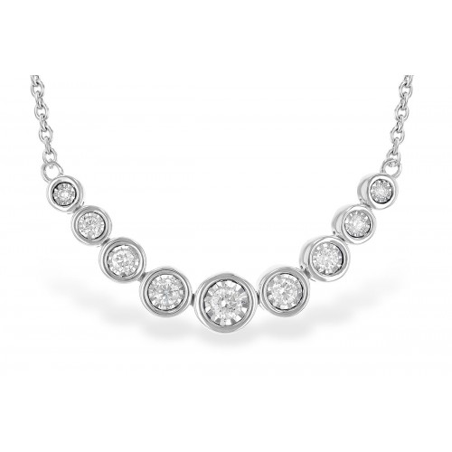 14kt white gold necklace with  diamonds, total weight 25 points