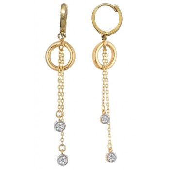 Gold earrings 10kt,cz, 65mm GO9